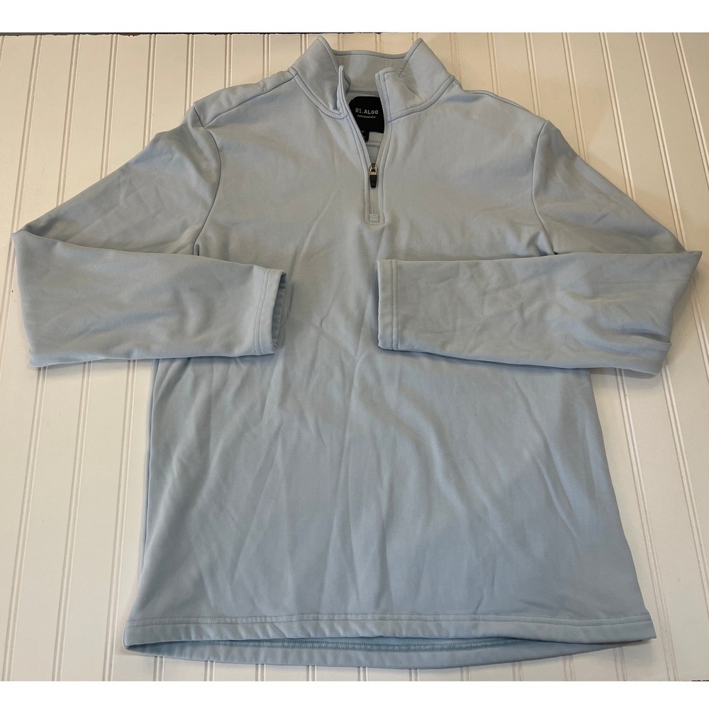 01.ALGO Performance Mens Quarter Zip Pullover Light Blue Stretch Top Medium